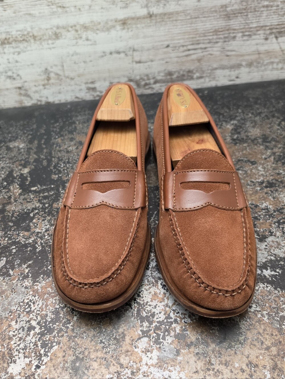 Mens Cole Haan Pinch Sewn Penny Loafers Shoes Sz 8.5 Used VGC Rust Suede C11086
